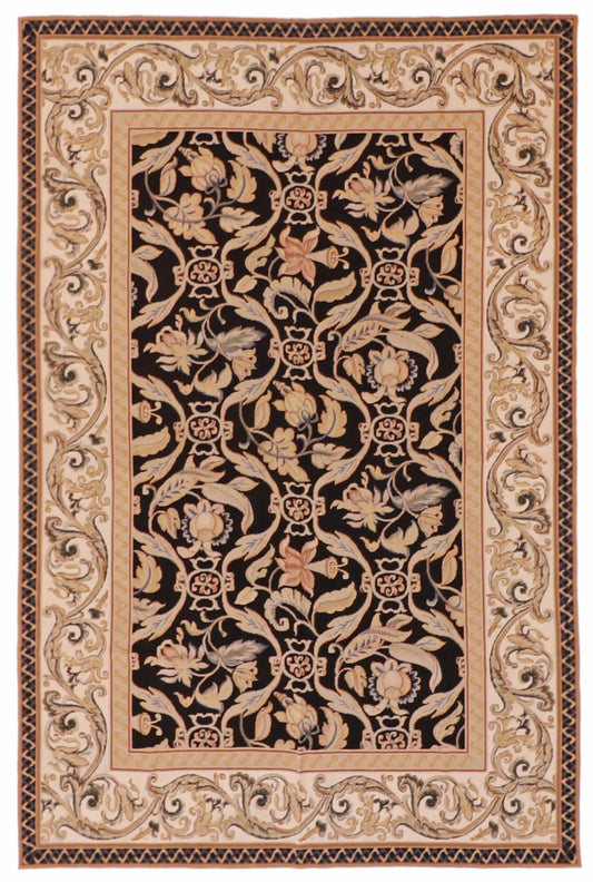 W 5.11 - L 9.1 - Needle Point Fine All Over Rectangle - Finest Hand-Made Quality Wool - 16214