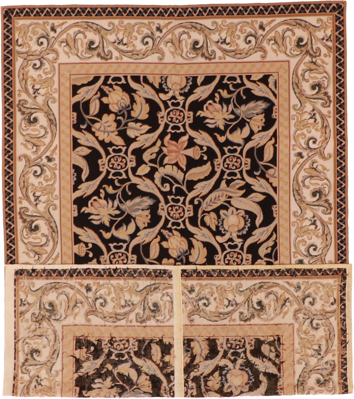 W 5.11 - L 9.1 - Needle Point Fine All Over Rectangle - Finest Hand-Made Quality Wool - 16214