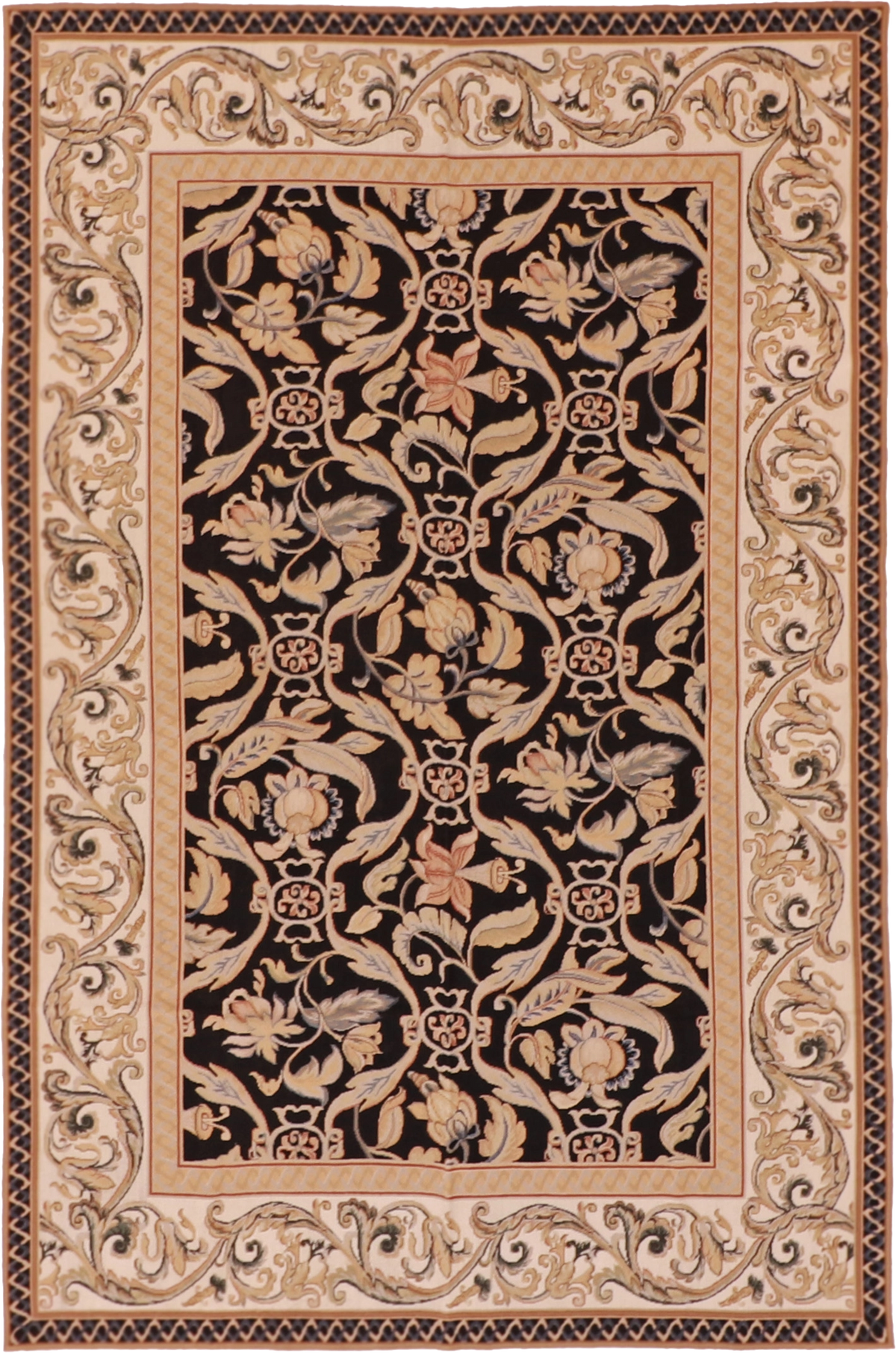 W 5.11 L 9.1 Needle Point 100% Wool Hand-Woven All-Over Design - 16214