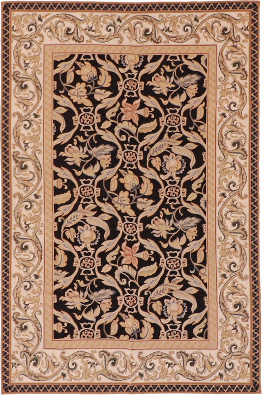 W 5.11 L 9.1 Needle Point 100% Wool Hand-Woven All-Over Design - 16214