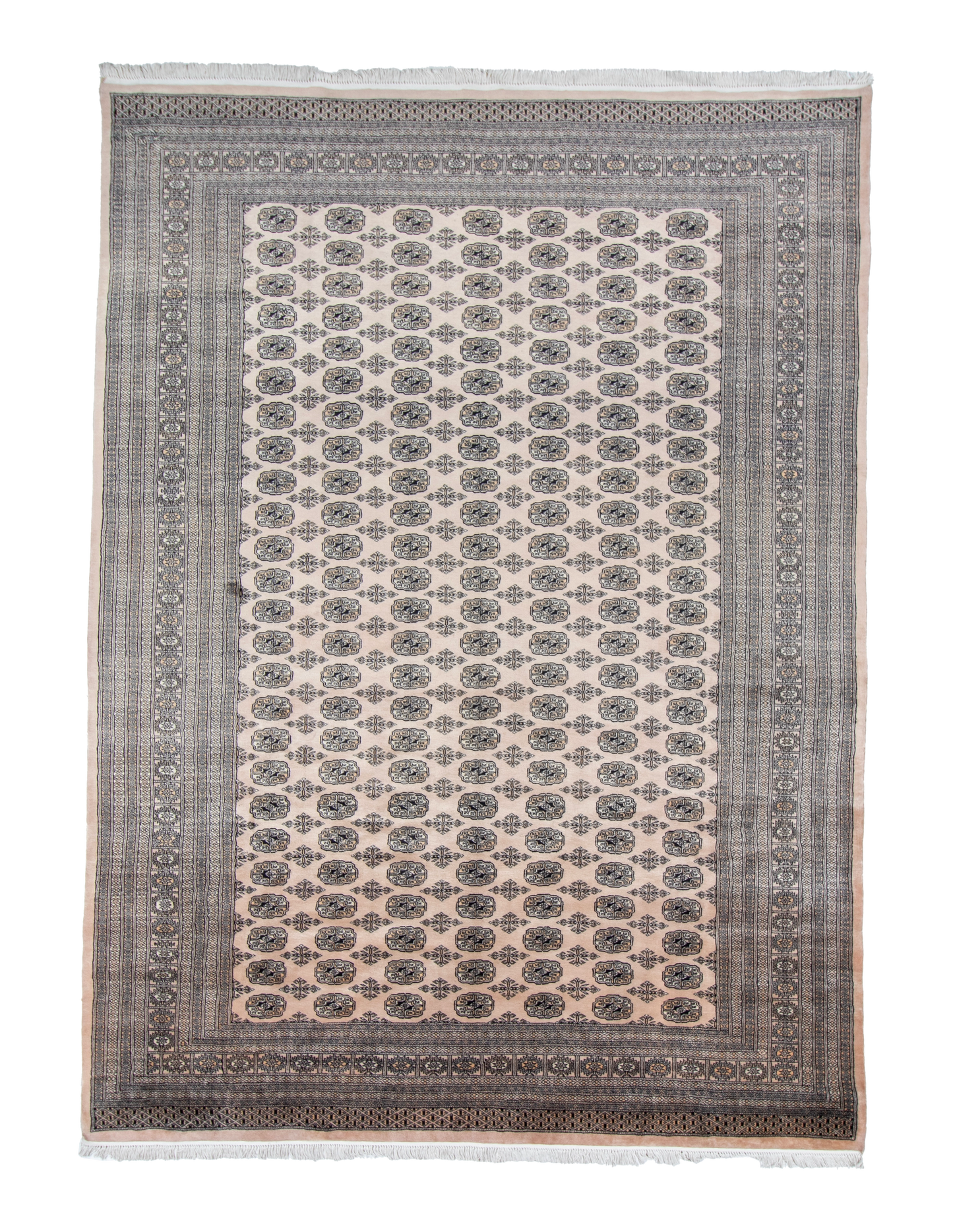 W 9.1 L 12.3 Bokhara 100% Wool Hand-Woven Geometric Design - 17478