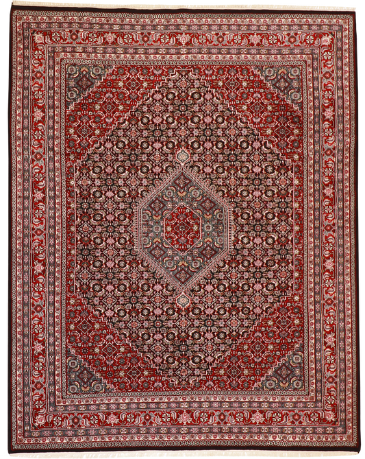 W 8 L 10 Bijar 100% Wool Hand-Woven Geometric Design - 17609
