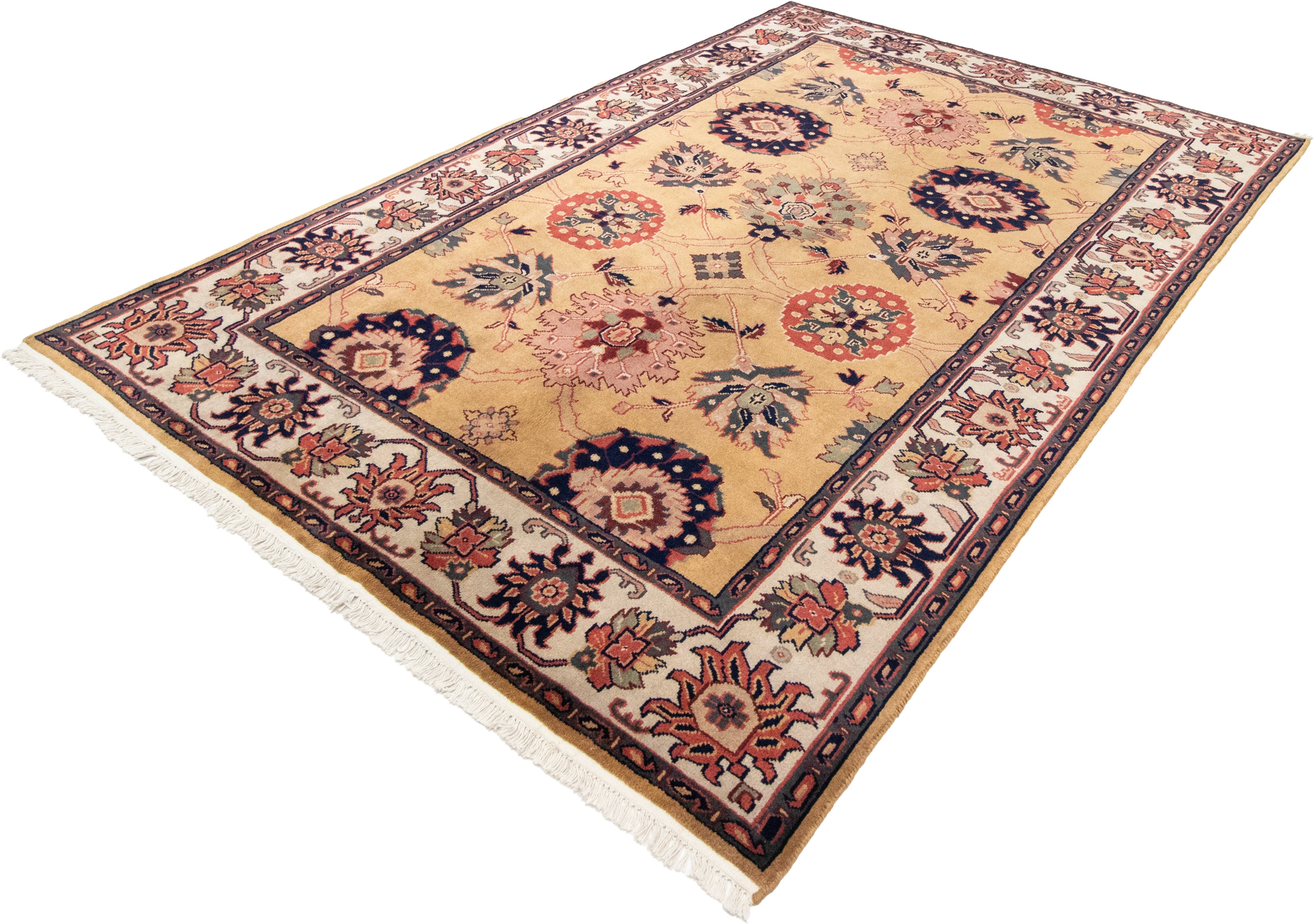 W 5.11 L 8.9 Mashad 100% Wool Hand-Woven Geometric Design - 17632