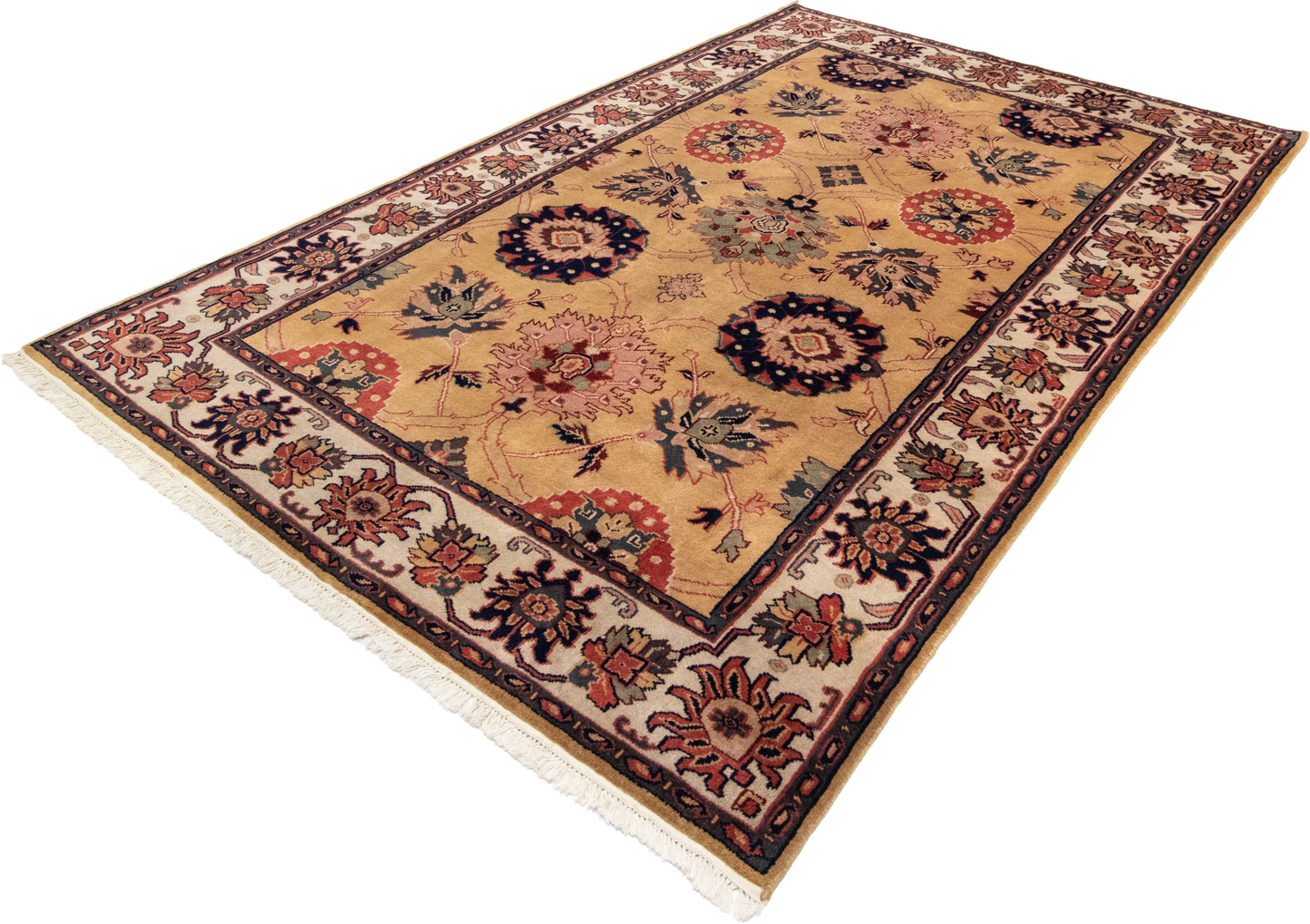 W 5.11 L 8.9 Mashad 100% Wool Hand-Woven Geometric Design - 17632
