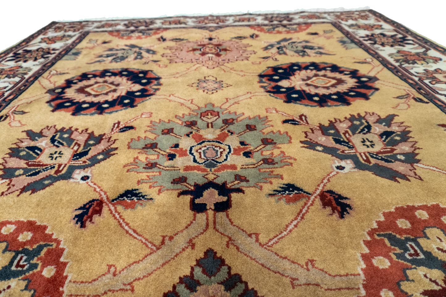W 5.11 L 8.9 Mashad 100% Wool Hand-Woven Geometric Design - 17632