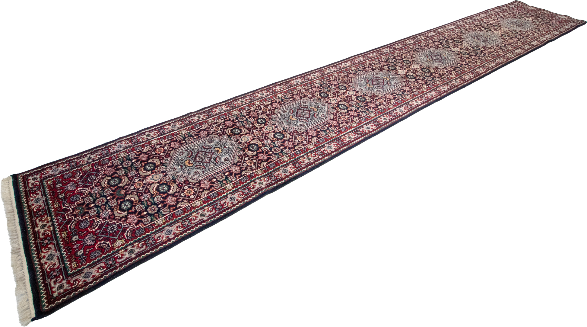 W 2.9 L 18 Bijar Runner 100% Wool Hand-Woven Geometric Design - 17724