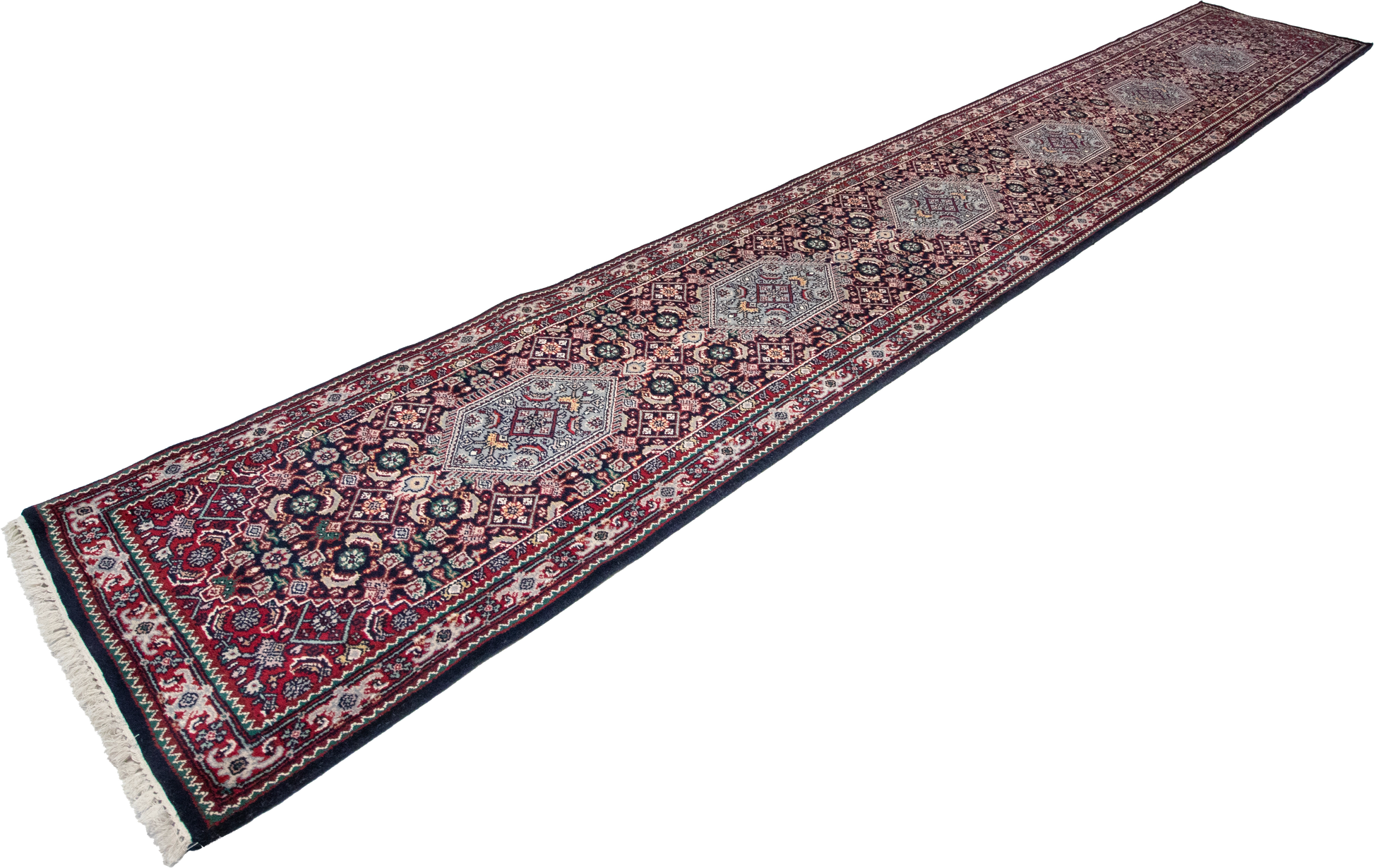 W 2.9 L 18 Bijar Runner 100% Wool Hand-Woven Geometric Design - 17724
