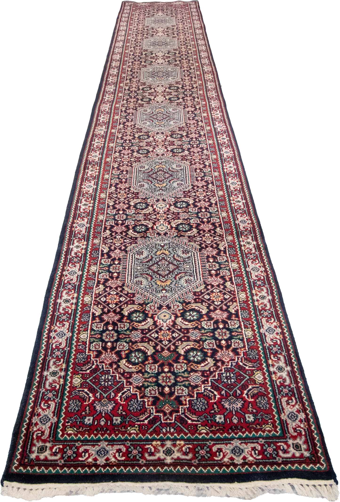 W 2.9 L 18 Bijar Runner 100% Wool Hand-Woven Geometric Design - 17724