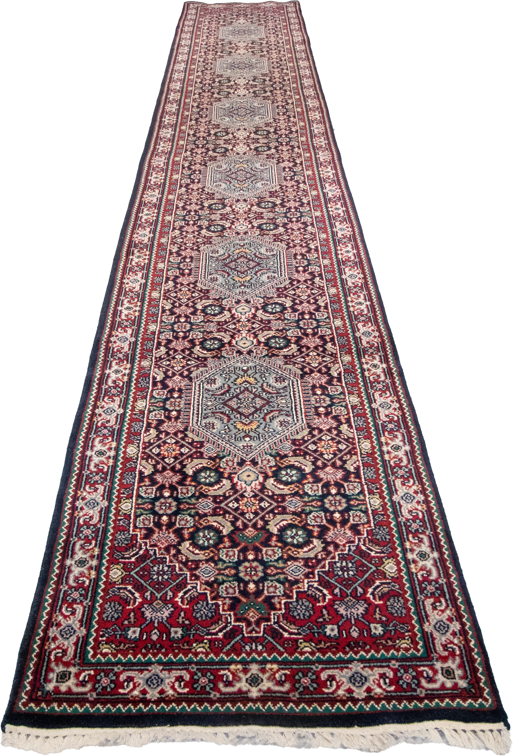W 2.9 L 18 Bijar Runner 100% Wool Hand-Woven Geometric Design - 17724