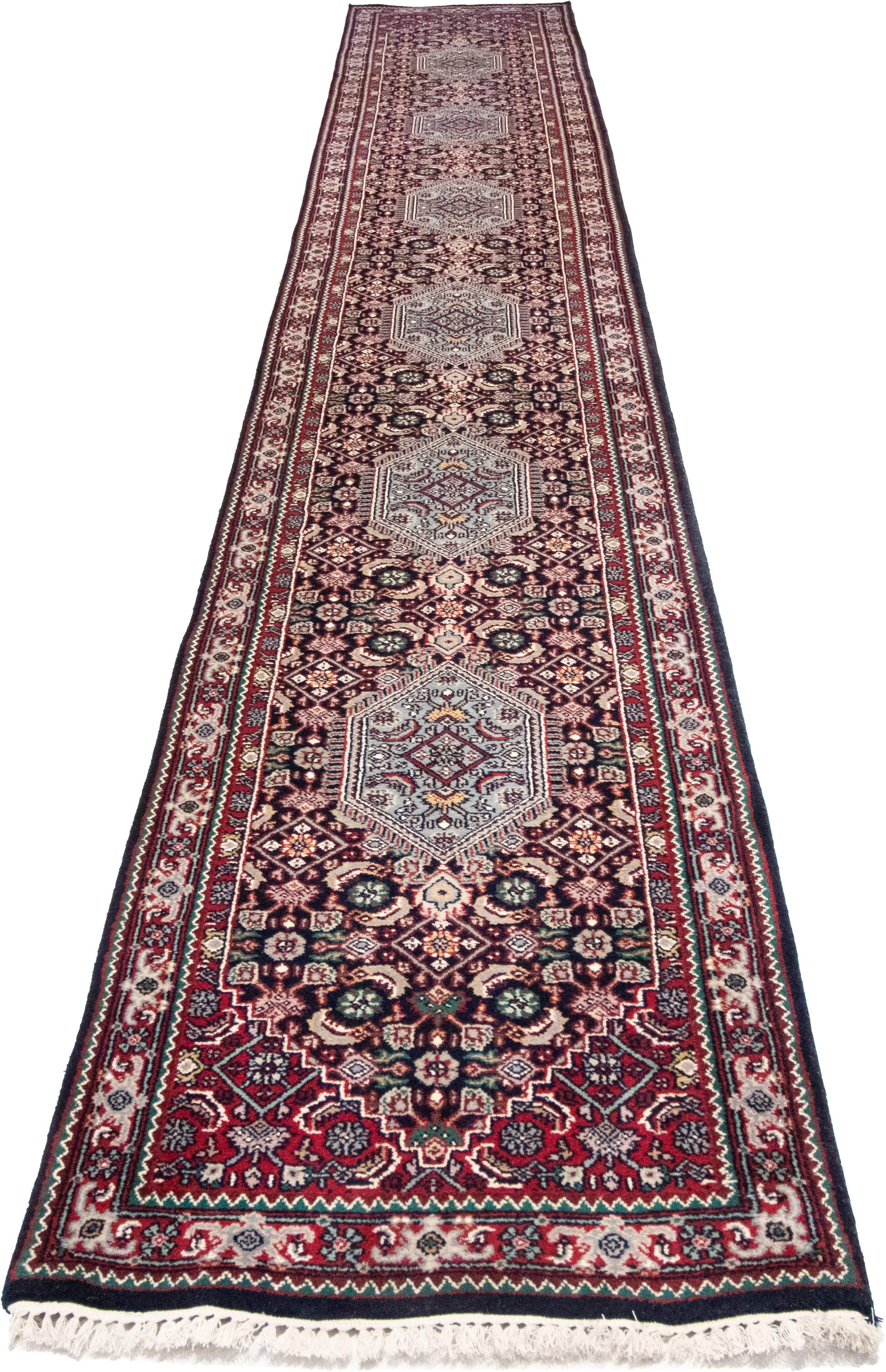 W 2.9 L 18 Bijar Runner 100% Wool Hand-Woven Geometric Design - 17724