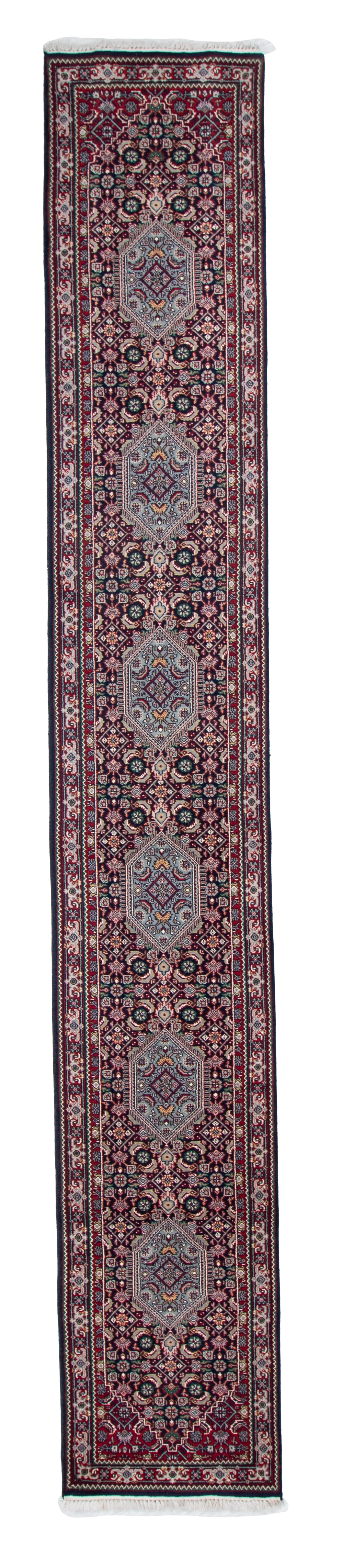 W 2.9 L 18 Bijar Runner 100% Wool Hand-Woven Geometric Design - 17724