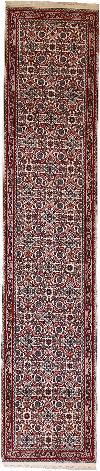 W 2.6 L 11.8 Bijar Runner 100% Wool Hand-Woven Geometric Design - 17770