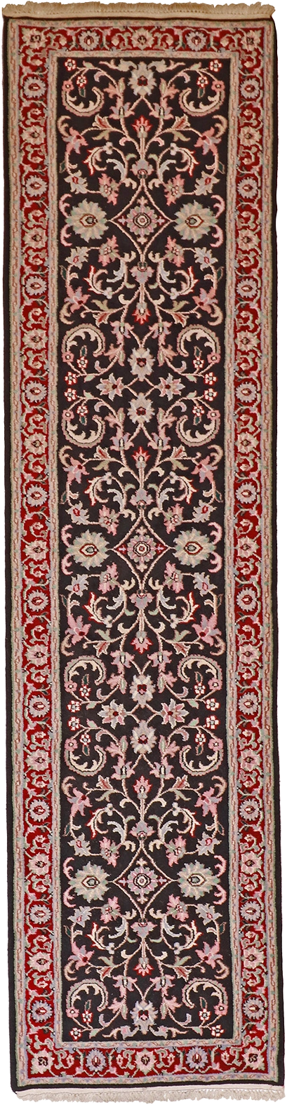 W 2.7 L 10.4 Kashan Runner 100% Wool Hand-Woven All-Over Design - 17881