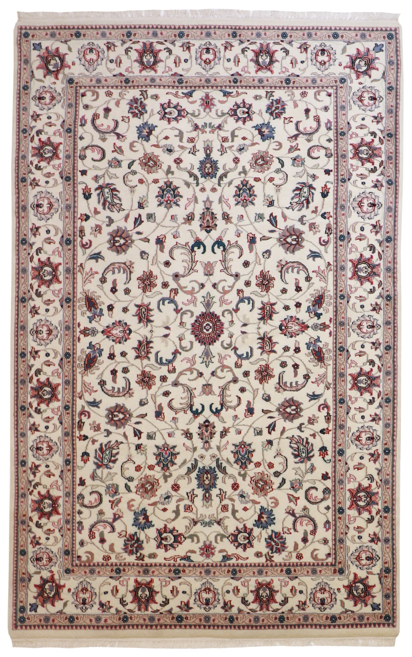 W 5.8 L 9 Kashan 100% Wool Handmade All Over Design - 17963