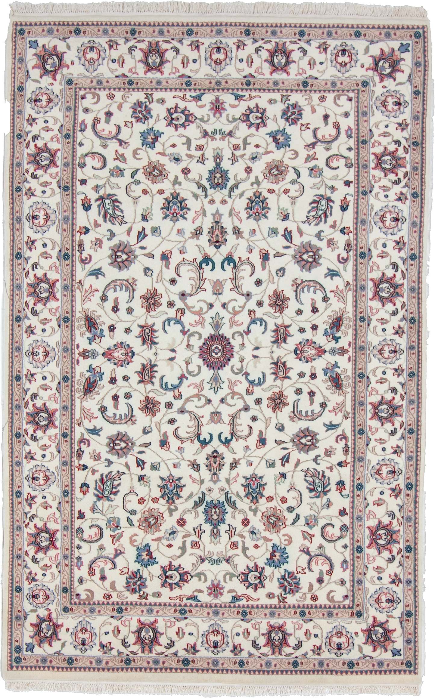 W 5.8 L 9 Kashan 100% Wool Hand-Woven All-Over Design - 17963