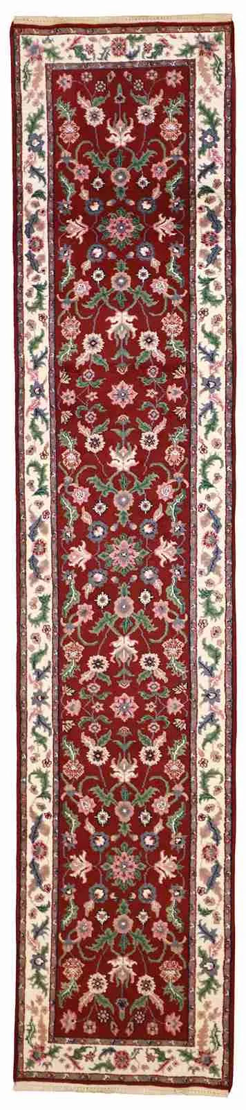 W 2.6 L 12 Kashan Runner 100% Wool Hand-Woven All-Over Design - 18075