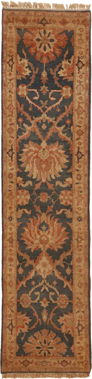 W 2.7 L 10.7 Mashad Runner 100% Wool Hand-Woven Floral Design - 18437