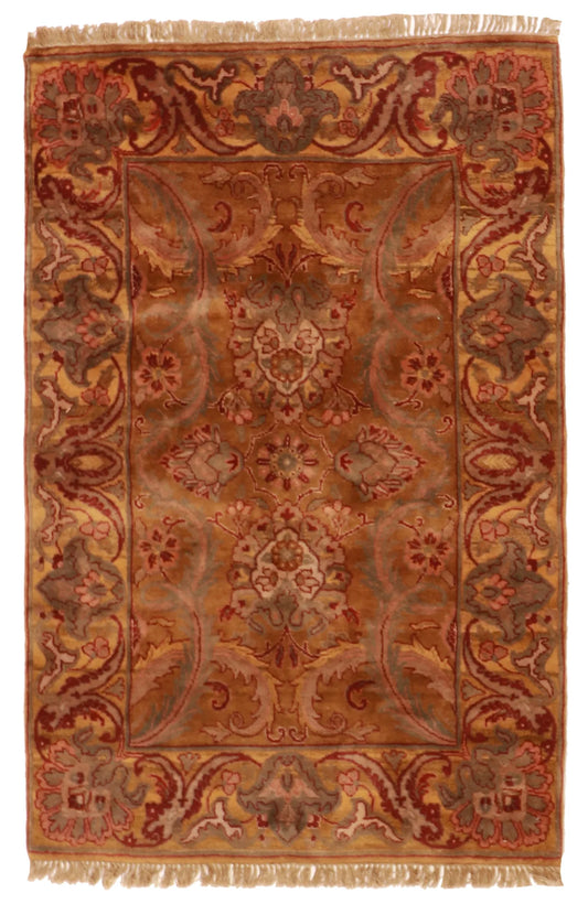 W 4.1 L 6.2 Mahal 100% Wool Hand-Woven All-Over Design - 18499