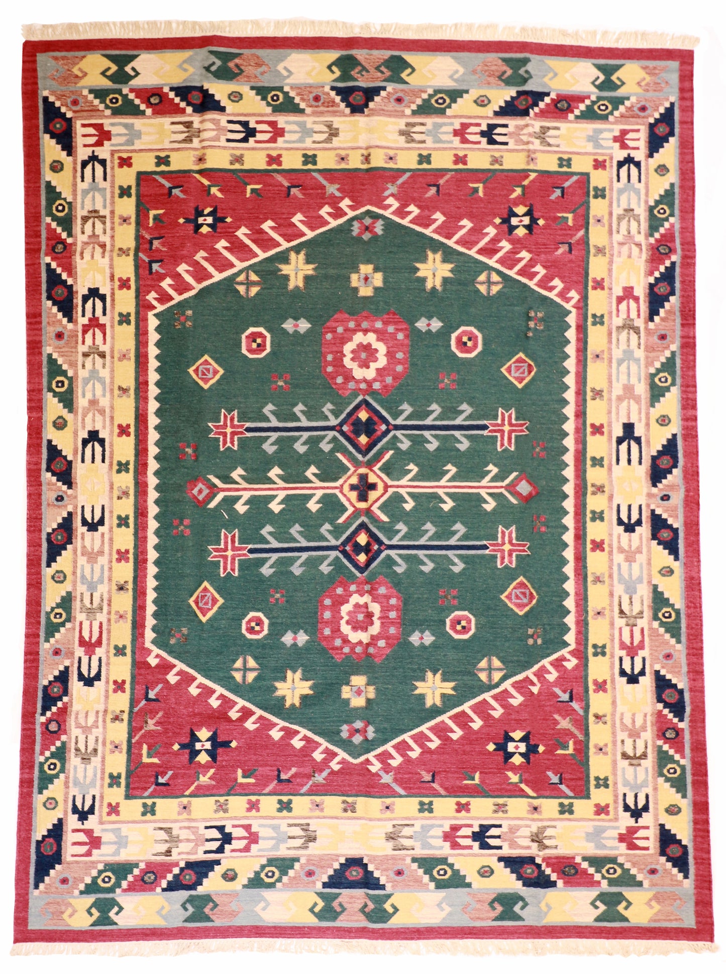 W 9 L 12 Duri 100% Wool Hand-Woven All-Over Design - 18587