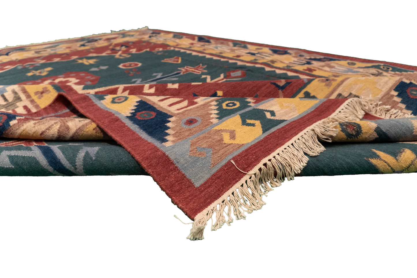 W 9 L 12 Duri 100% Wool Hand-Woven All-Over Design - 18587