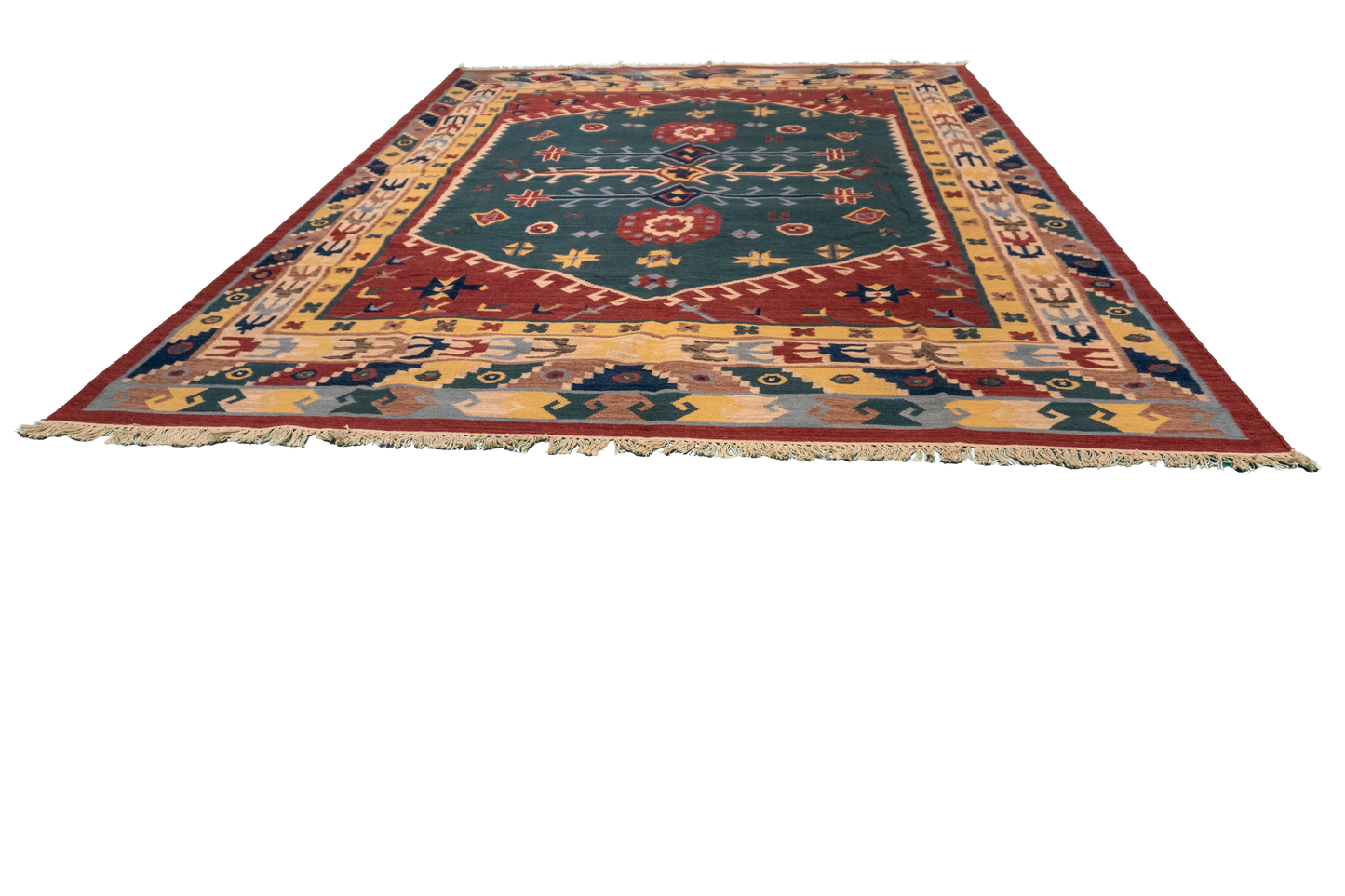 W 9 L 12 Duri 100% Wool Hand-Woven All-Over Design - 18587