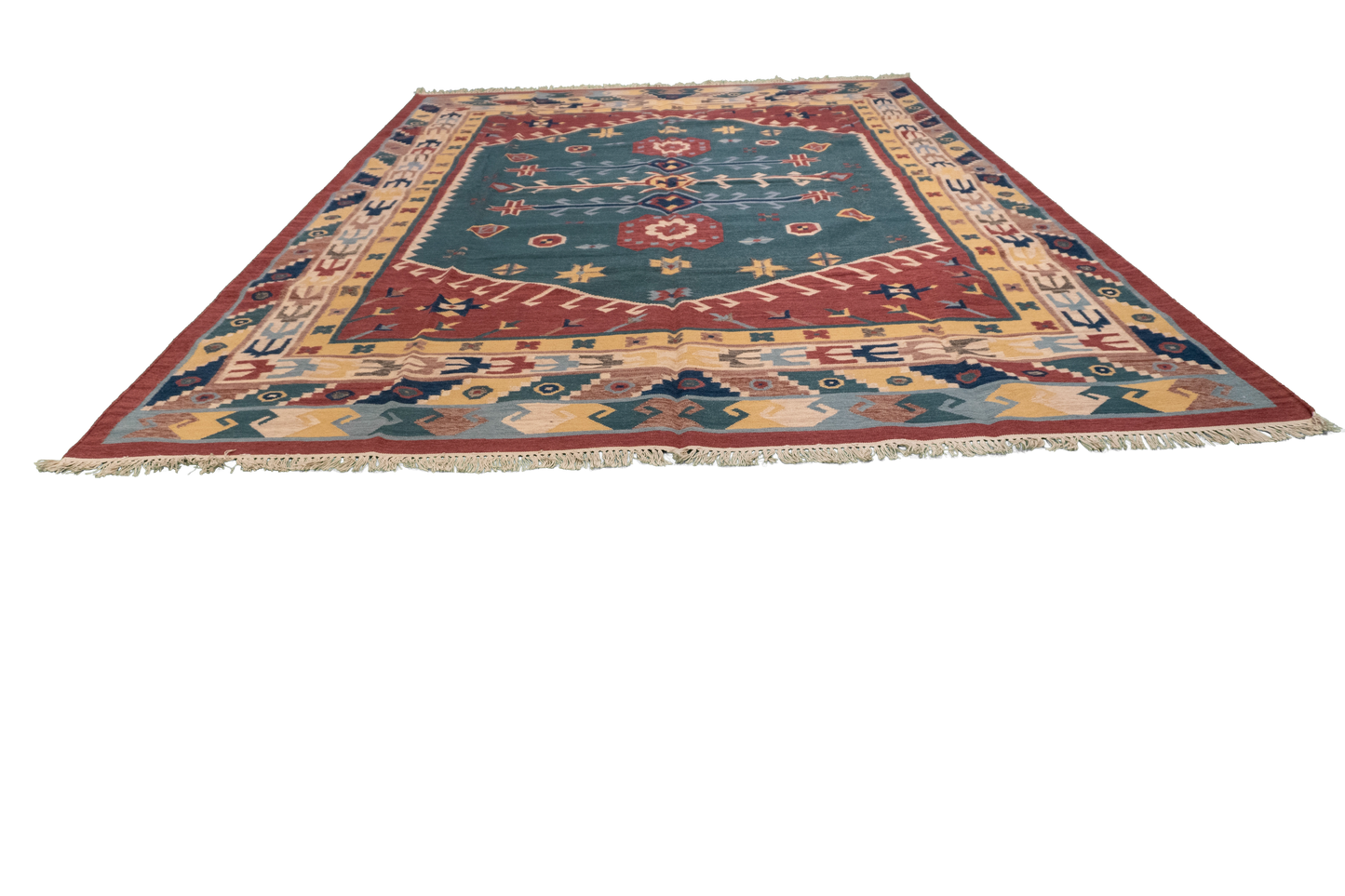 W 9 L 12 Duri 100% Wool Hand-Woven All-Over Design - 18587