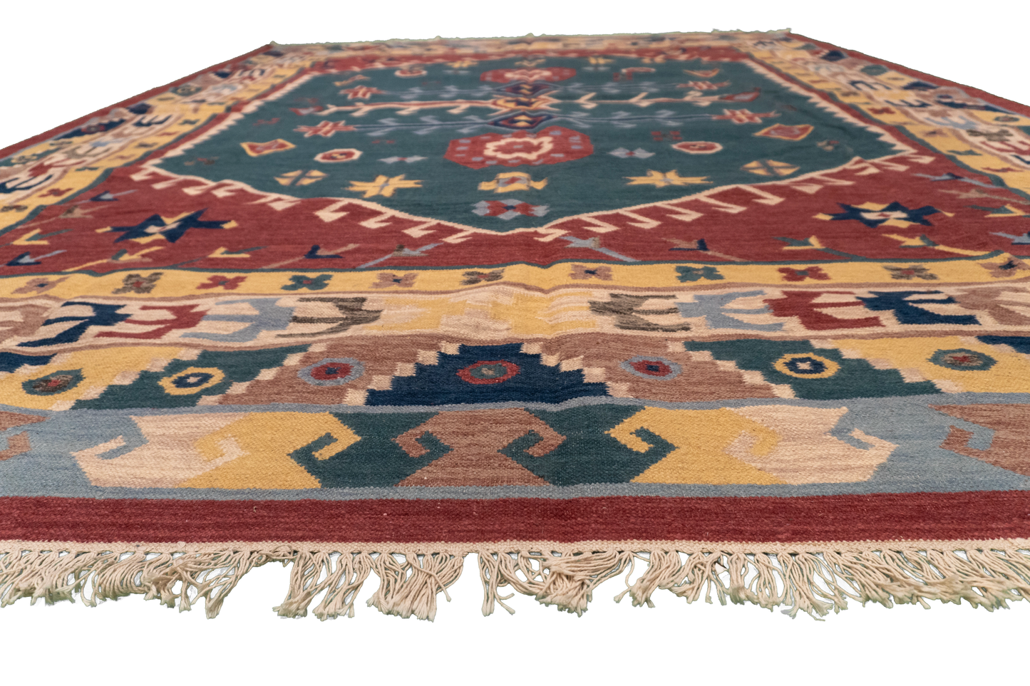 W 9 L 12 Duri 100% Wool Hand-Woven All-Over Design - 18587