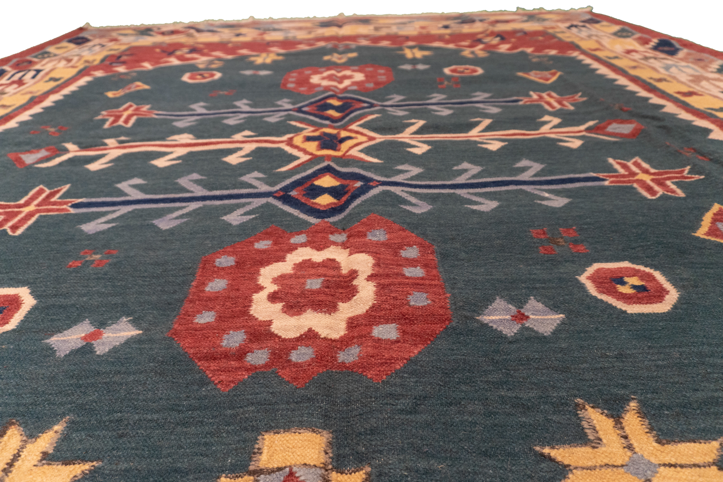 W 9 L 12 Duri 100% Wool Hand-Woven All-Over Design - 18587