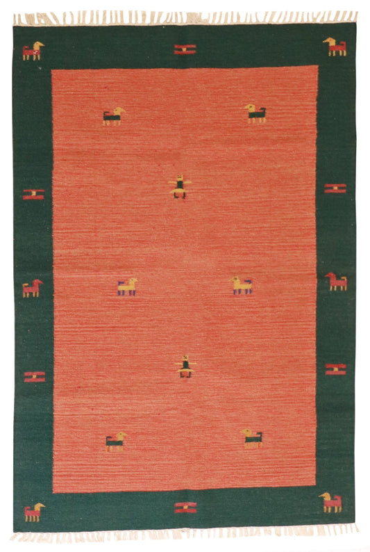 4.6 x 6 - Modern Fine Kilim Rectangle - Hand Knotted Rug — 18613