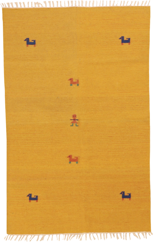W 4 L 6 Kilim 100% Wool Hand-Woven All-Over Design - 18667