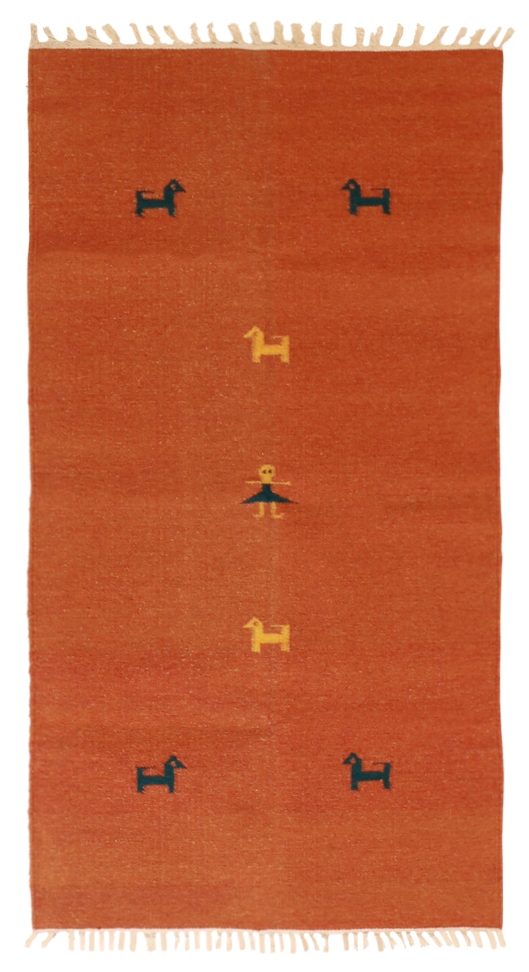 3 x 5  - Kilim Wool Geometric Rectangle - Hand Knotted Rug — 18715