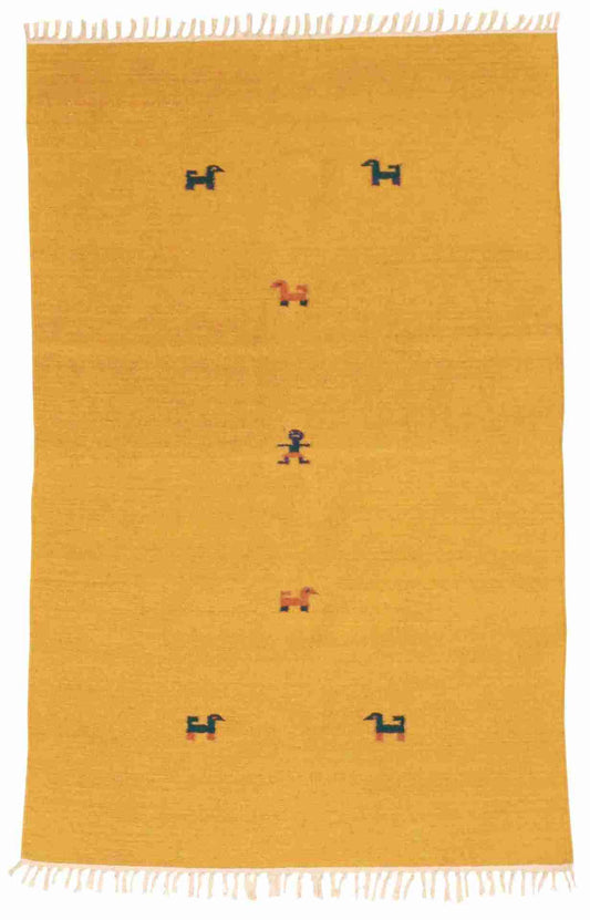 4 x 6 - Kilim Wool All Over Rectangle - Finest Hand-Knotted Quality Wool — 18752