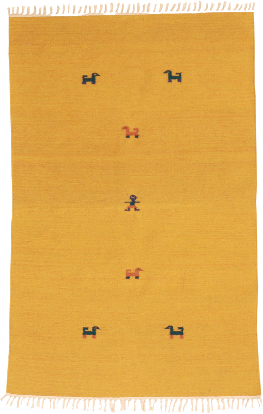 W 4 L 6 Kilim 100% Wool Hand-Woven All-Over Design - 18752