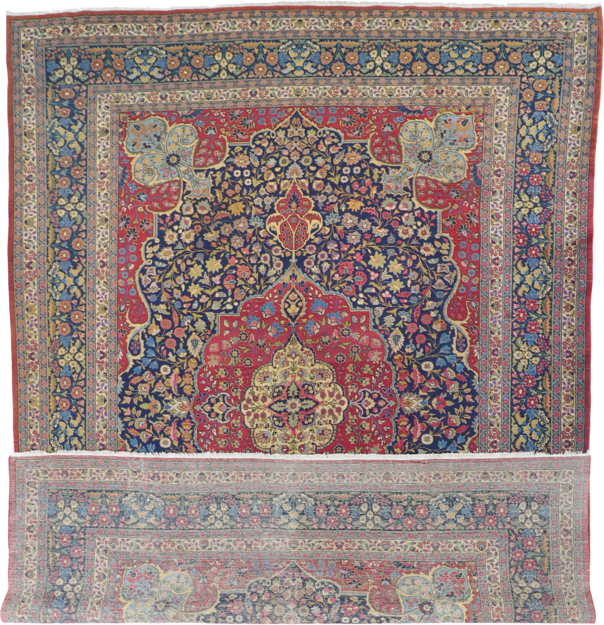 W 10.8 L 14.5 Tabriz 100% Wool Hand-Woven Floral Design - 19128