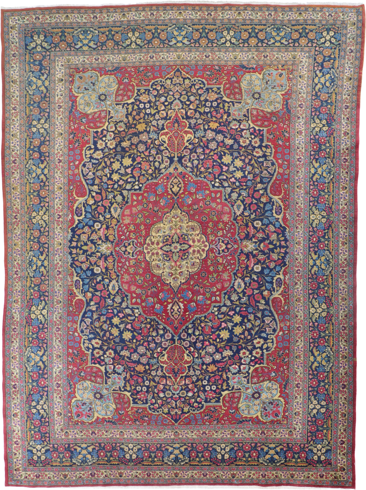 W 10.8 L 14.5 Tabriz 100% Wool Hand-Woven Floral Design - 19128