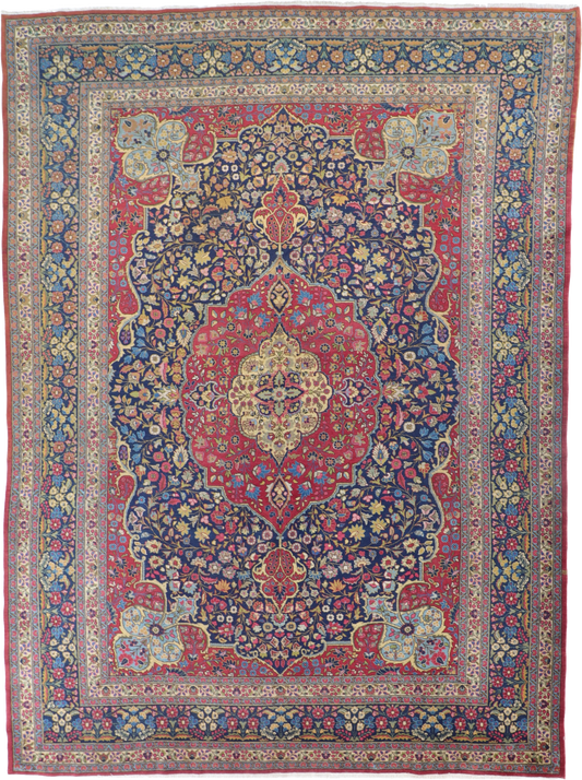 W 10.8 L 14.5 Tabriz 100% Wool Hand-Woven Floral Design - 19128