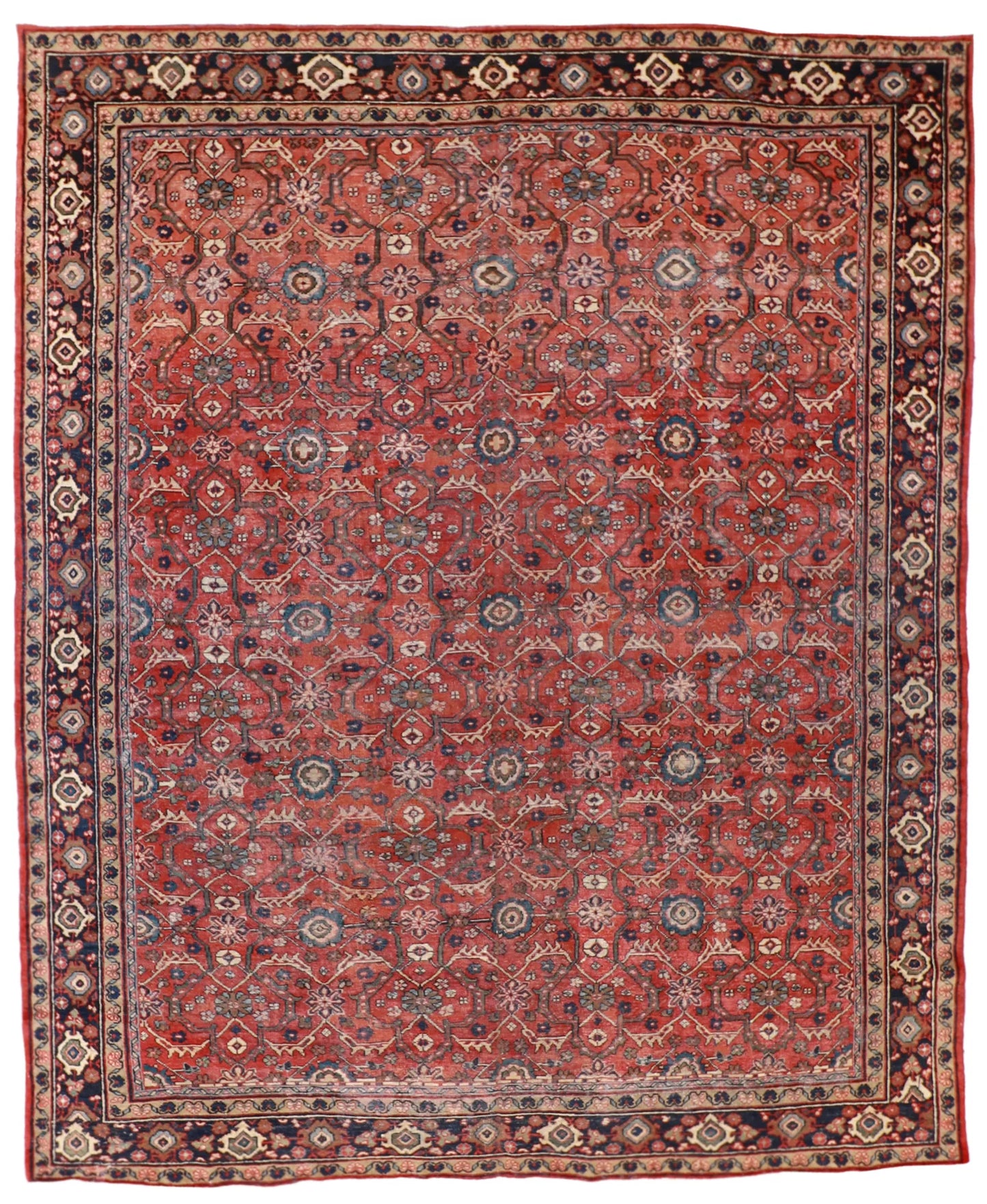 W 9.11 - L 11.10 - Mahal Fine All Over Rectangle - Finest Hand-Knotted Quality Wool - 19148