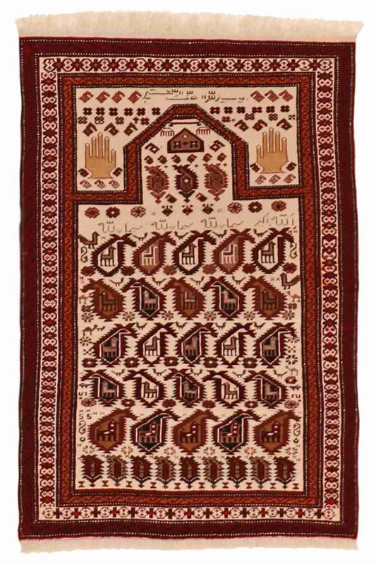 W 2.6 - L 3.7 - Azerbaijan Wool Geometric Rectangle - Finest Hand-Knotted Quality Wool - 19200