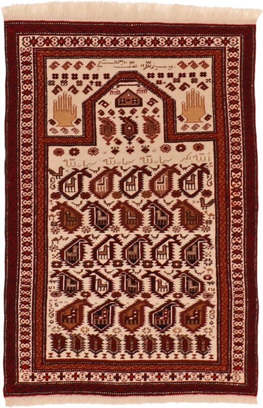 W 2.6 L 3.7 Azarbyjan S. Antique 100% Wool Hand-Woven All-Over Design - 19200