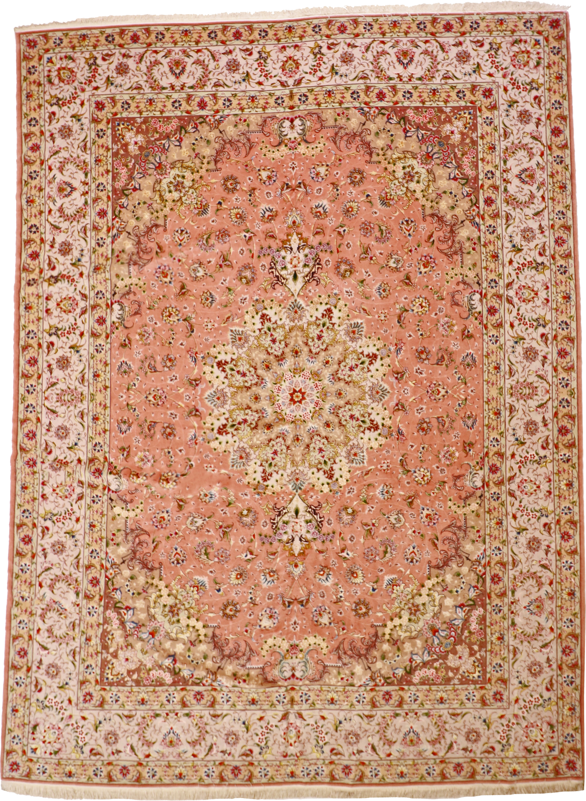 W 8.2 L 9.8 Tabriz 100% Wool Hand-Woven Floral Design - 19209