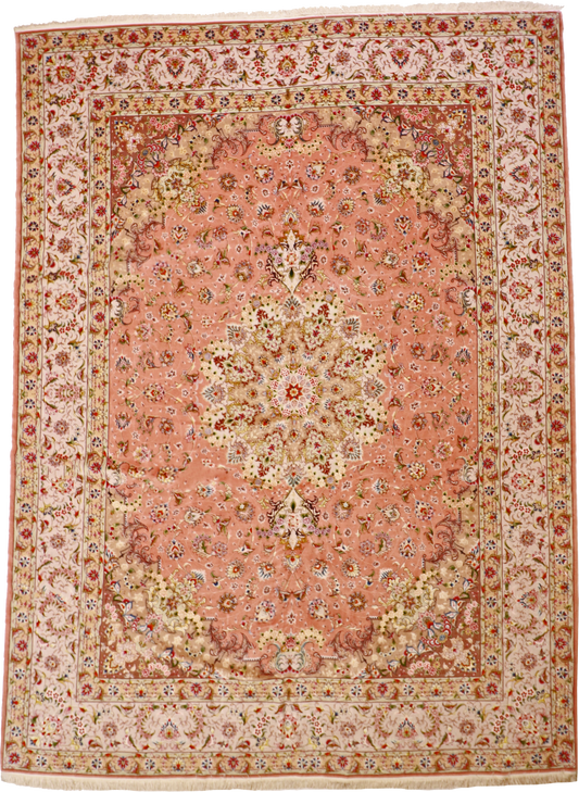 W 8.2 L 9.8 Tabriz 100% Wool Hand-Woven Floral Design - 19209