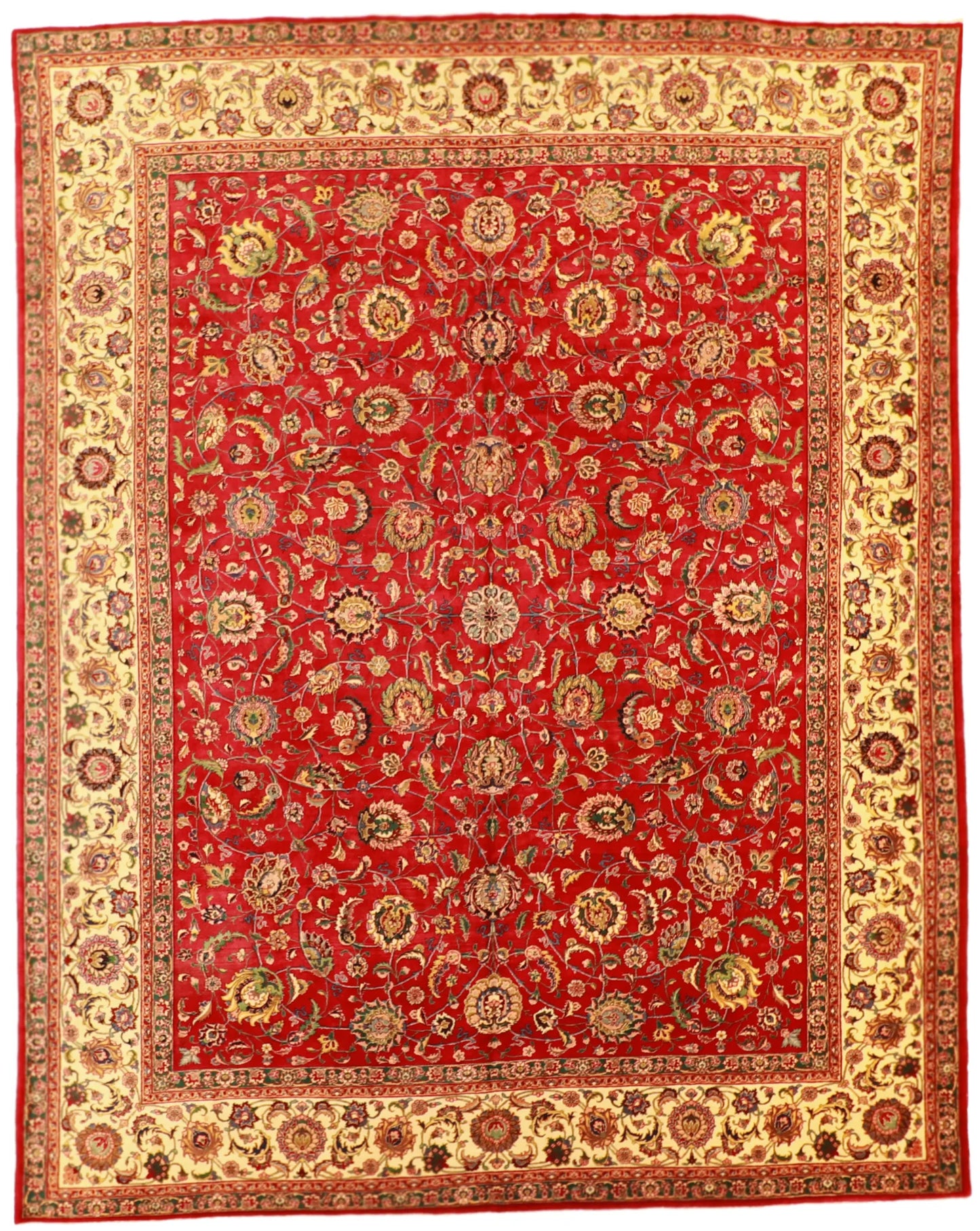 W 9.9 - L 12.5 - Tabriz Fine/Wool All Over Rectangle - Finest Hand-Knotted Quality Wool - 19231