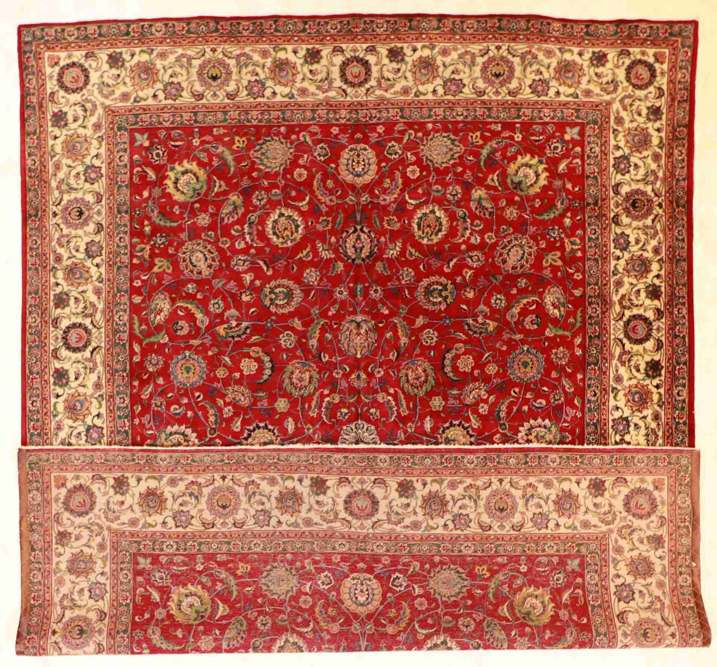 W 9.9 - L 12.5 - Tabriz Fine/Wool All Over Rectangle - Finest Hand-Knotted Quality Wool - 19231