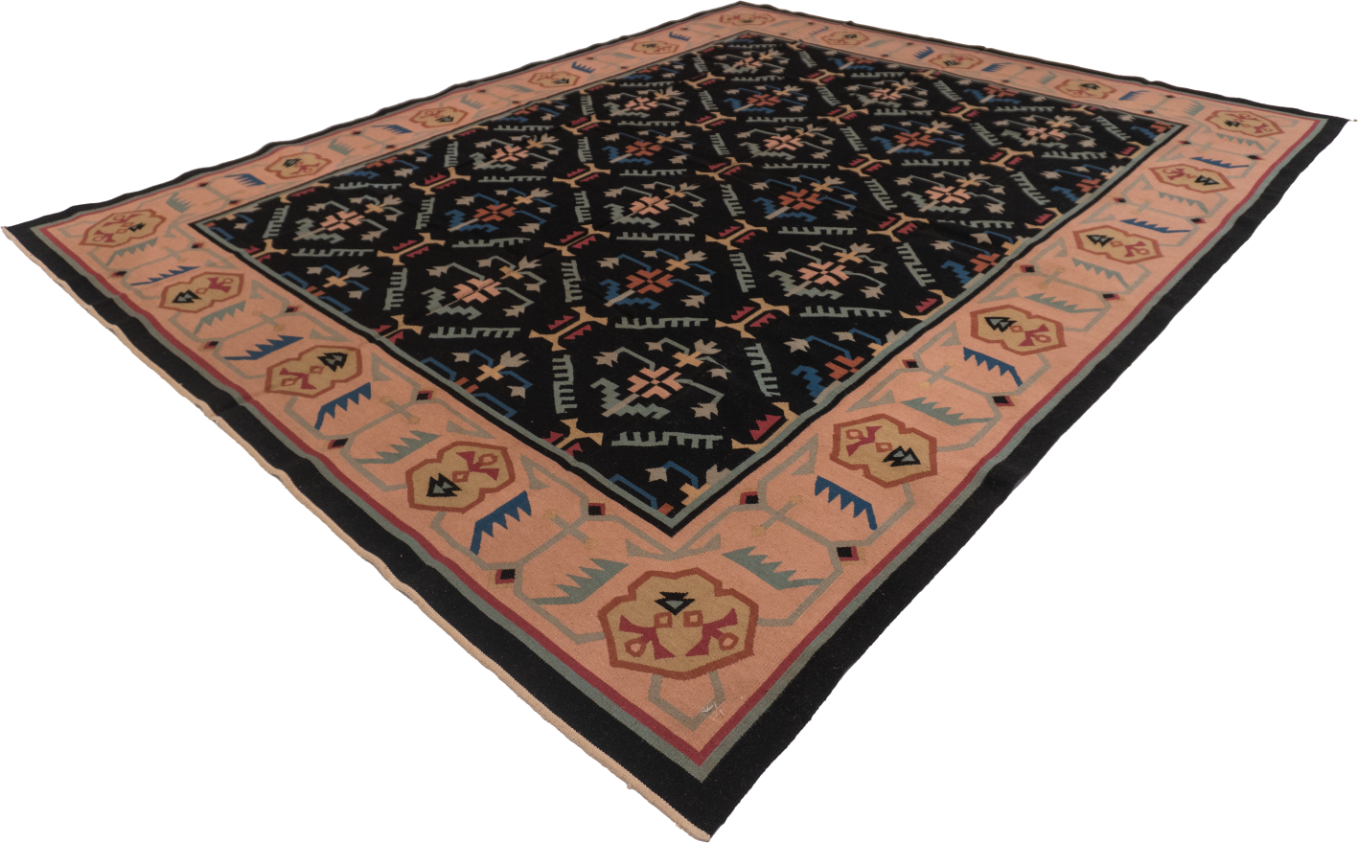 W 8 L 10 Kilim 100% Wool Hand-Woven All-Over Design - 19278