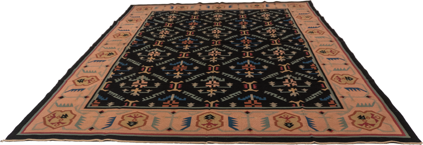 W 8 L 10 Kilim 100% Wool Hand-Woven All-Over Design - 19278