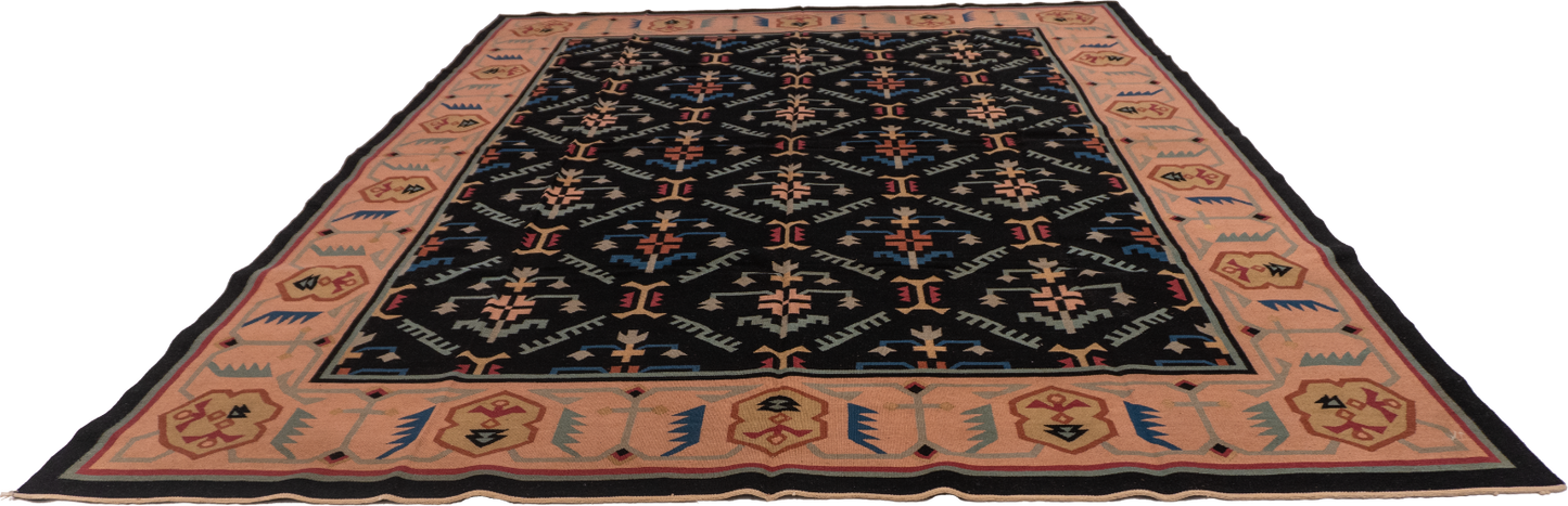 W 8 L 10 Kilim 100% Wool Hand-Woven All-Over Design - 19278