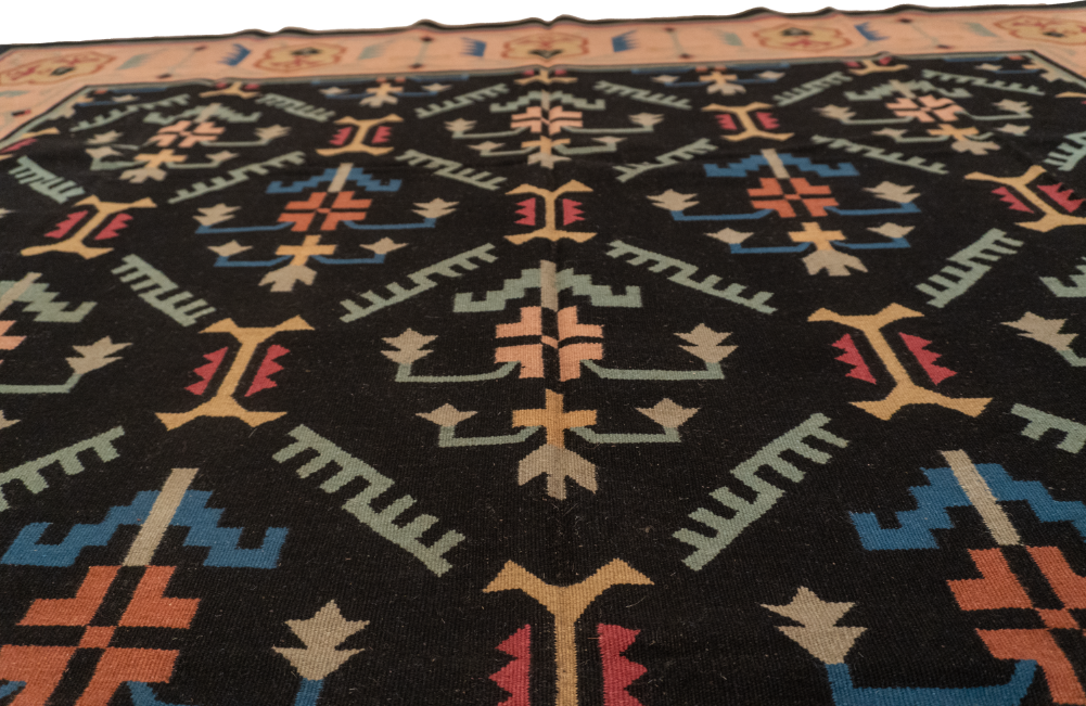 W 8 L 10 Kilim 100% Wool Hand-Woven All-Over Design - 19278