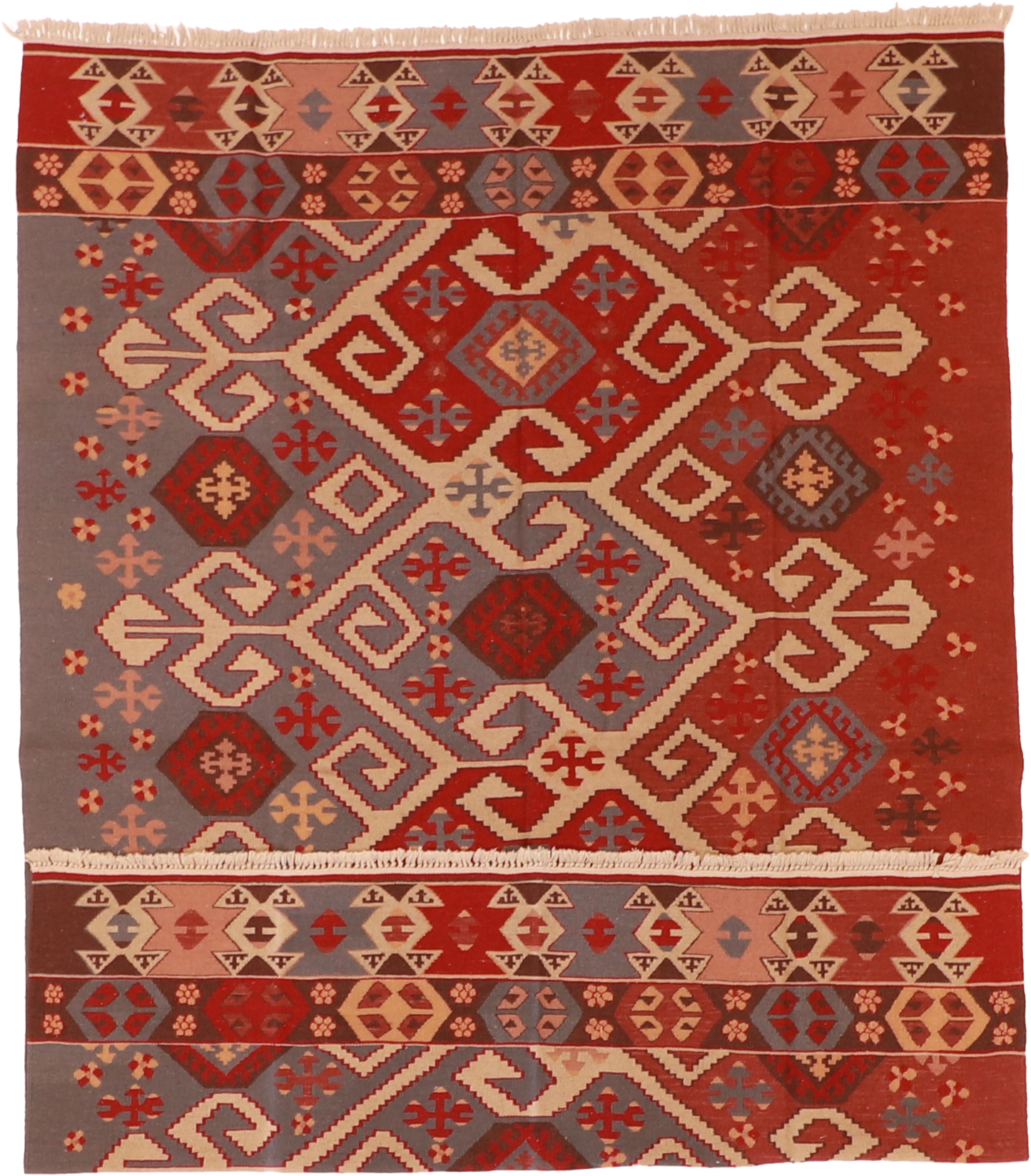 W 6.2 L 8.11 Kilim 100% Wool Hand-Woven All-Over Design - 19305