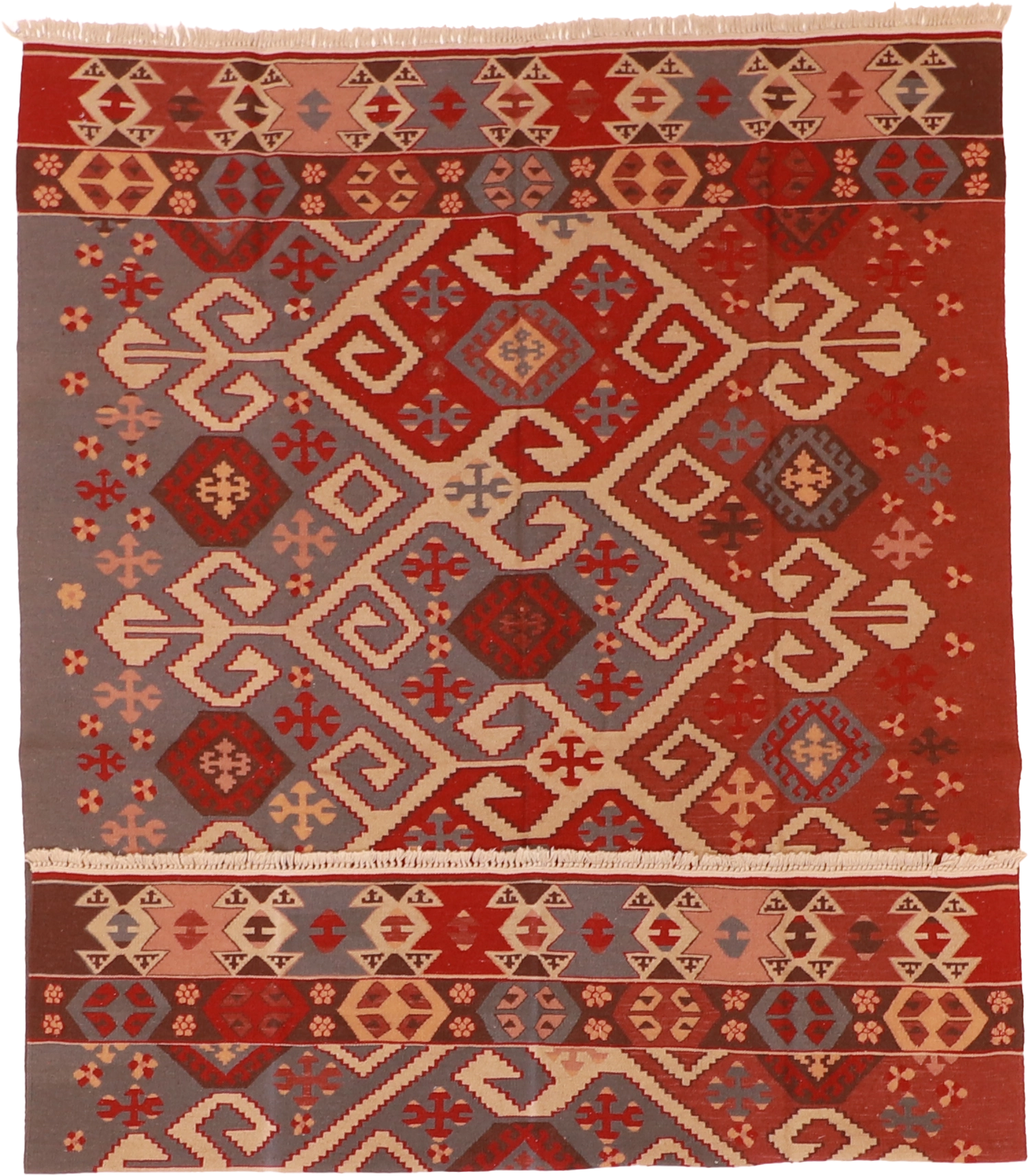 W 6.2 L 8.11 Kilim 100% Wool Hand-Woven All-Over Design - 19305