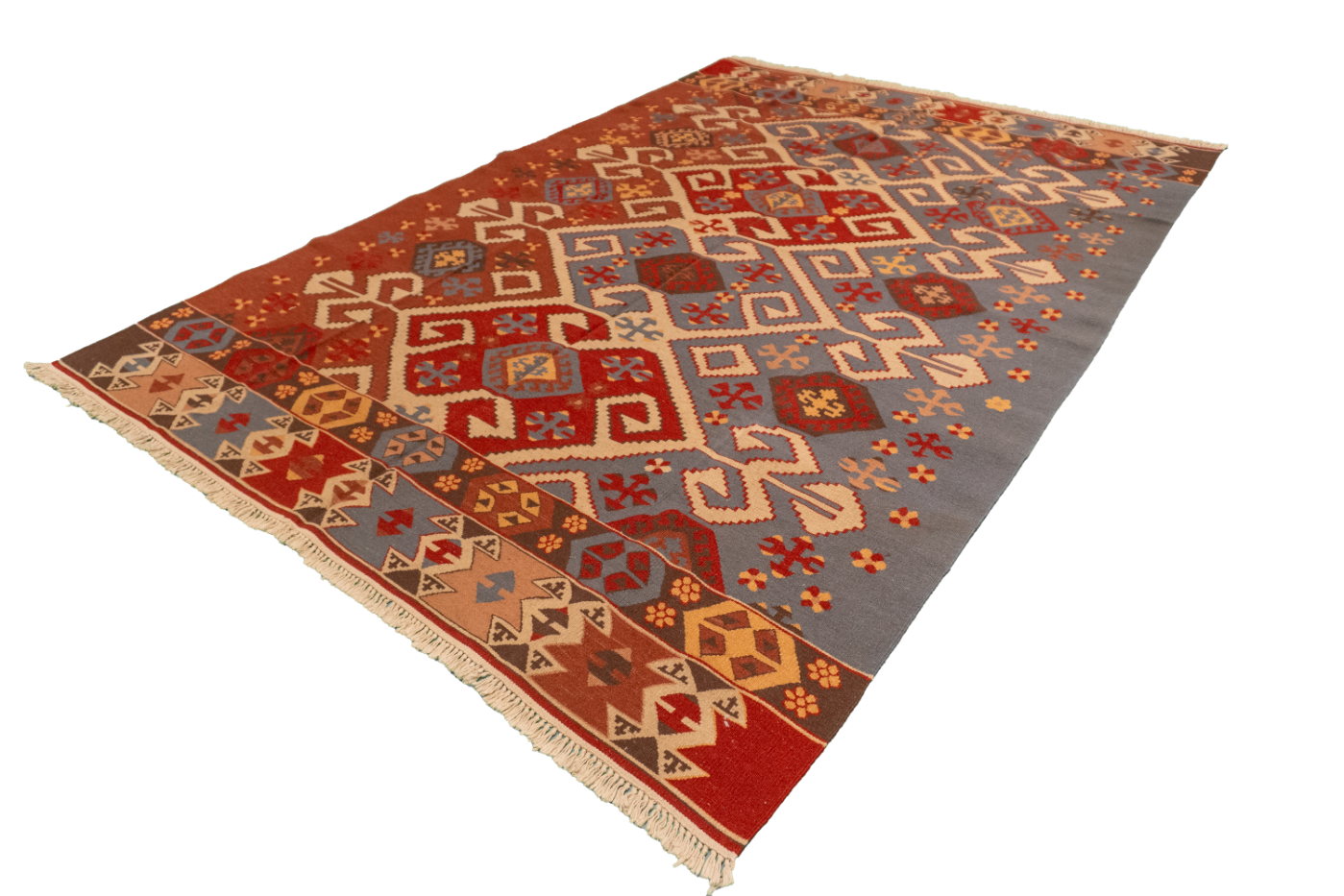 W 6.2 - L 8.11 - Kilim Fine/Wool All Over Rectangle - Finest Hand-Made Quality Wool - 19305
